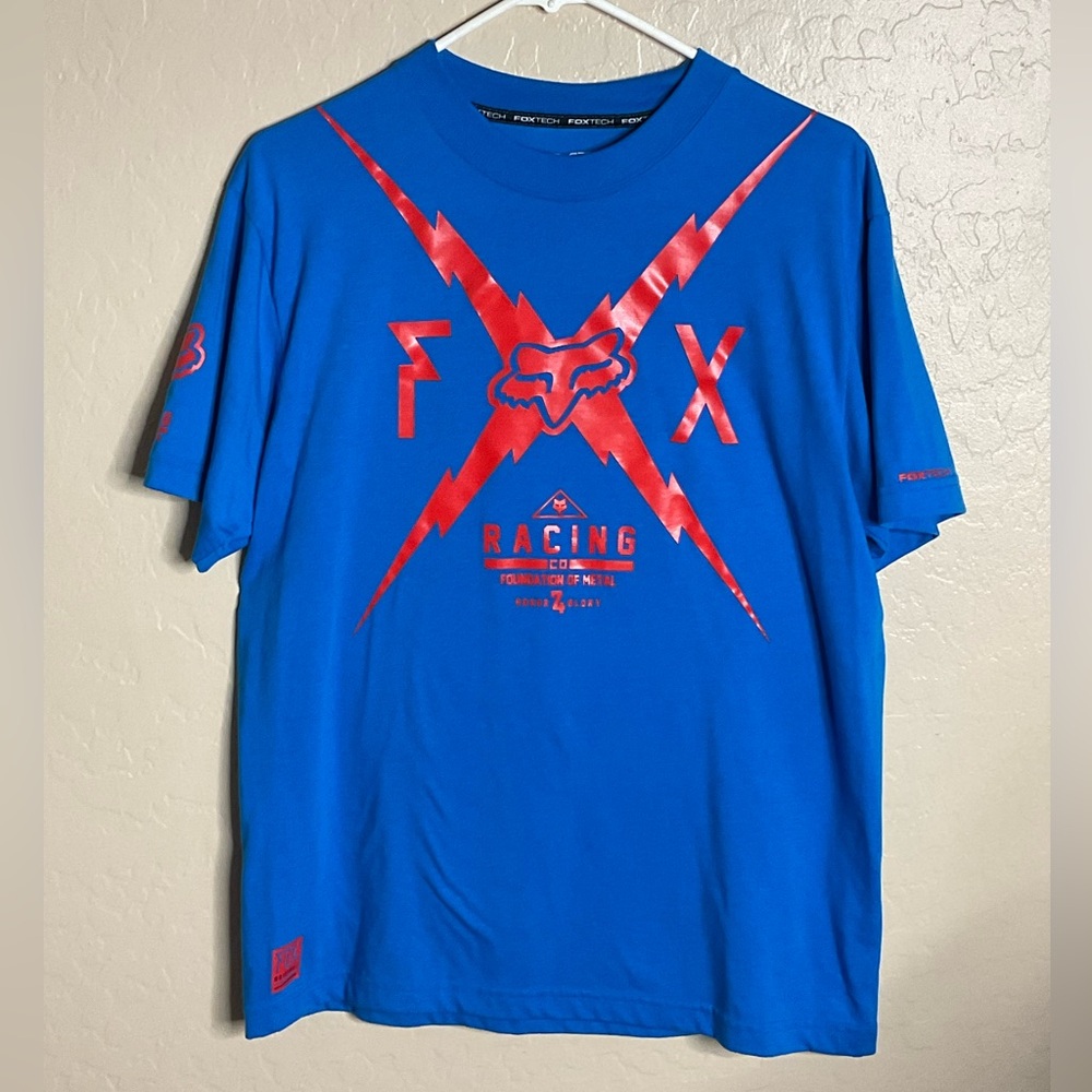 Men’s Fox Streetwear Racing T-Shirt in Vibrant Blue and Orange